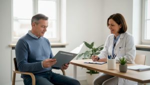 Cannabis-Beratung: Ein vertrauensvolles Gespräch zwischen Arzt und Patient